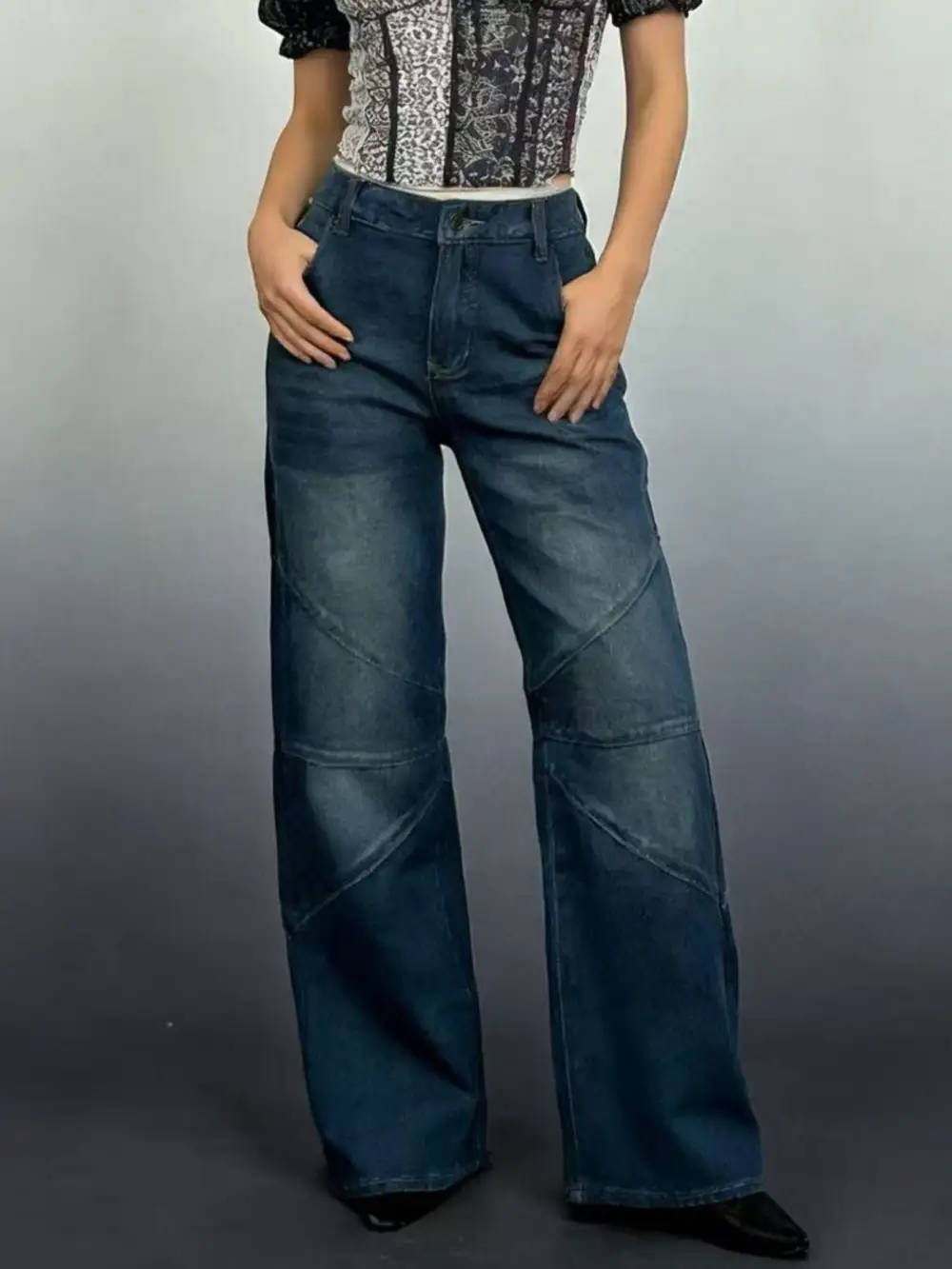 Classic Vintage Wash Wide Leg Jeans