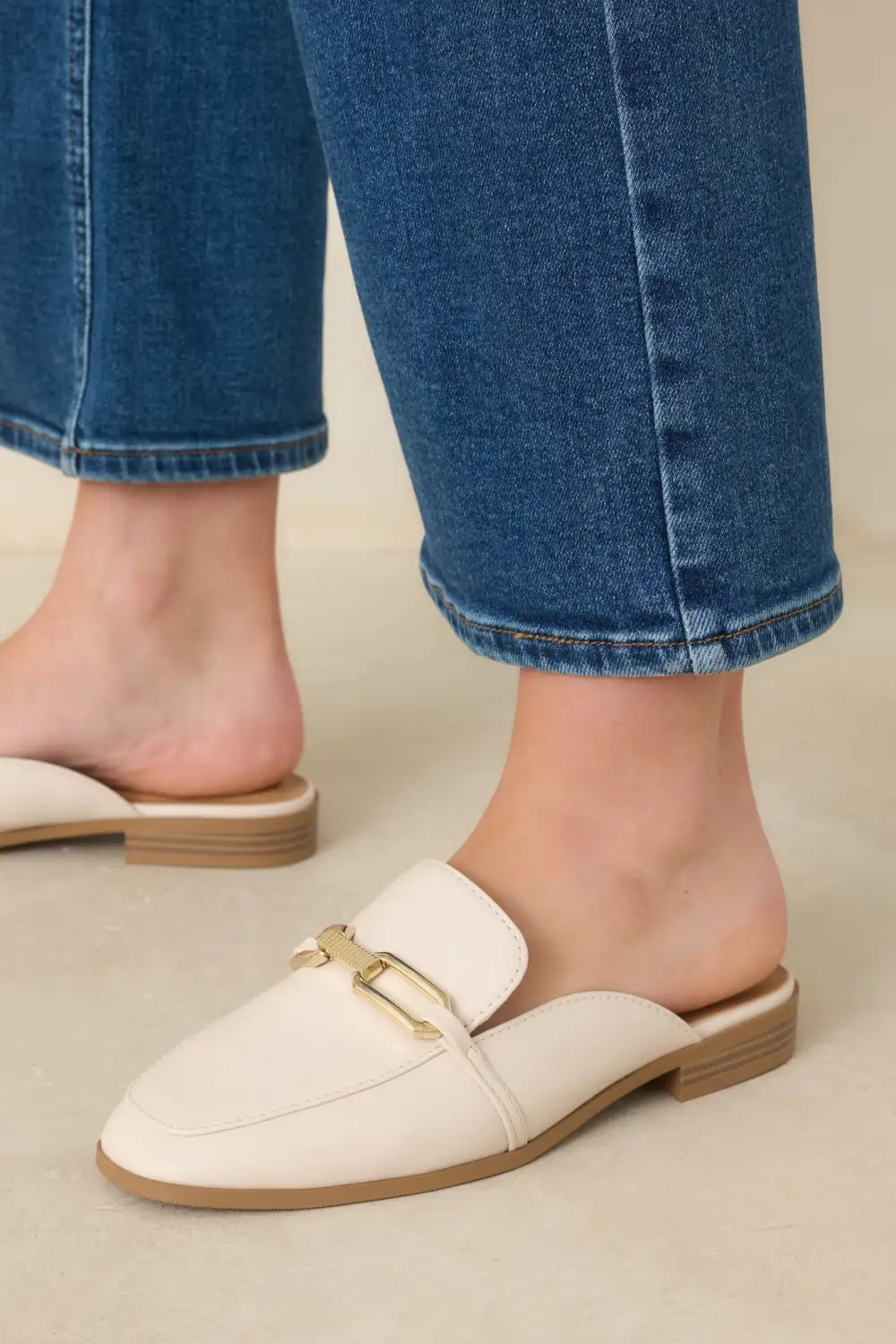 Warm Faux Leather Leather Mules