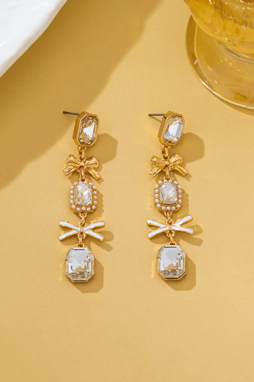 merald Cut Crystal Bow Drop