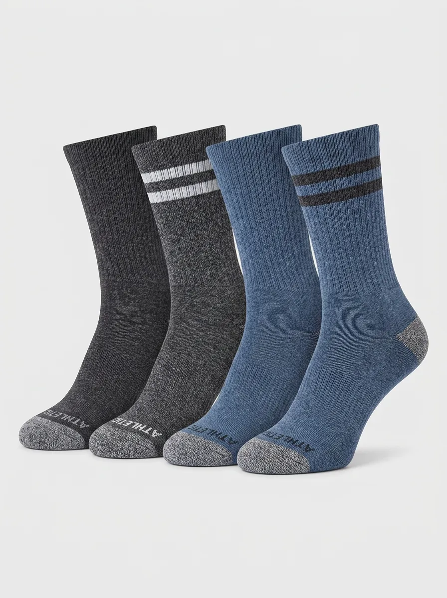 City-Casual Striped Men's Four-Pair Long Socks