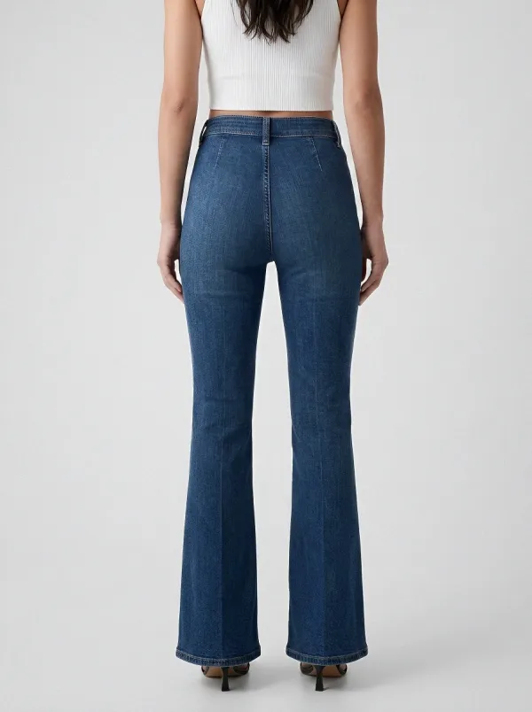Vintage-Inspired High-Waist Stretch Women's High-Waist Stretch Flare Jeans