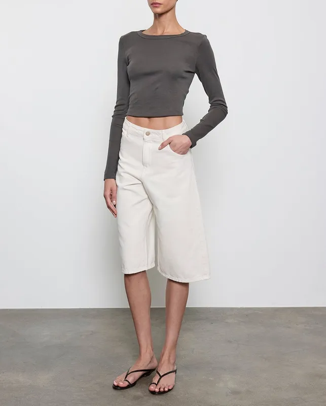Baby Rib Cropped Top Slate