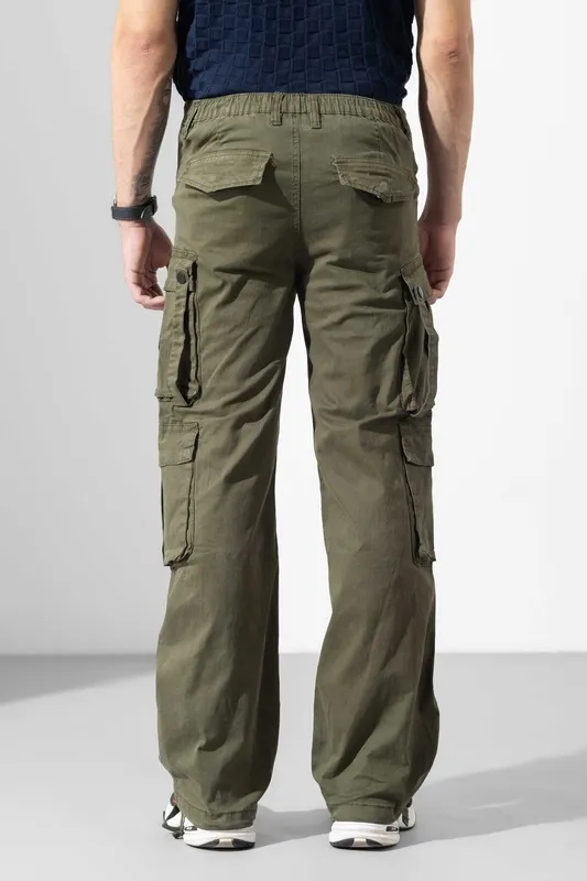 Olive Green Drawstring Cargo Pants