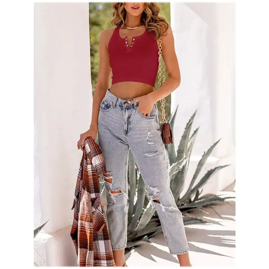 Full Size Ribbed Scoop Neck Cropped Tank
