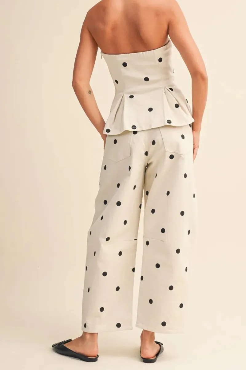 Polka-Dot High-Waist Lightweight Pants