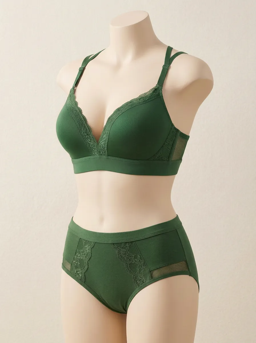 Lace Trim Mesh Detail Bralette Top