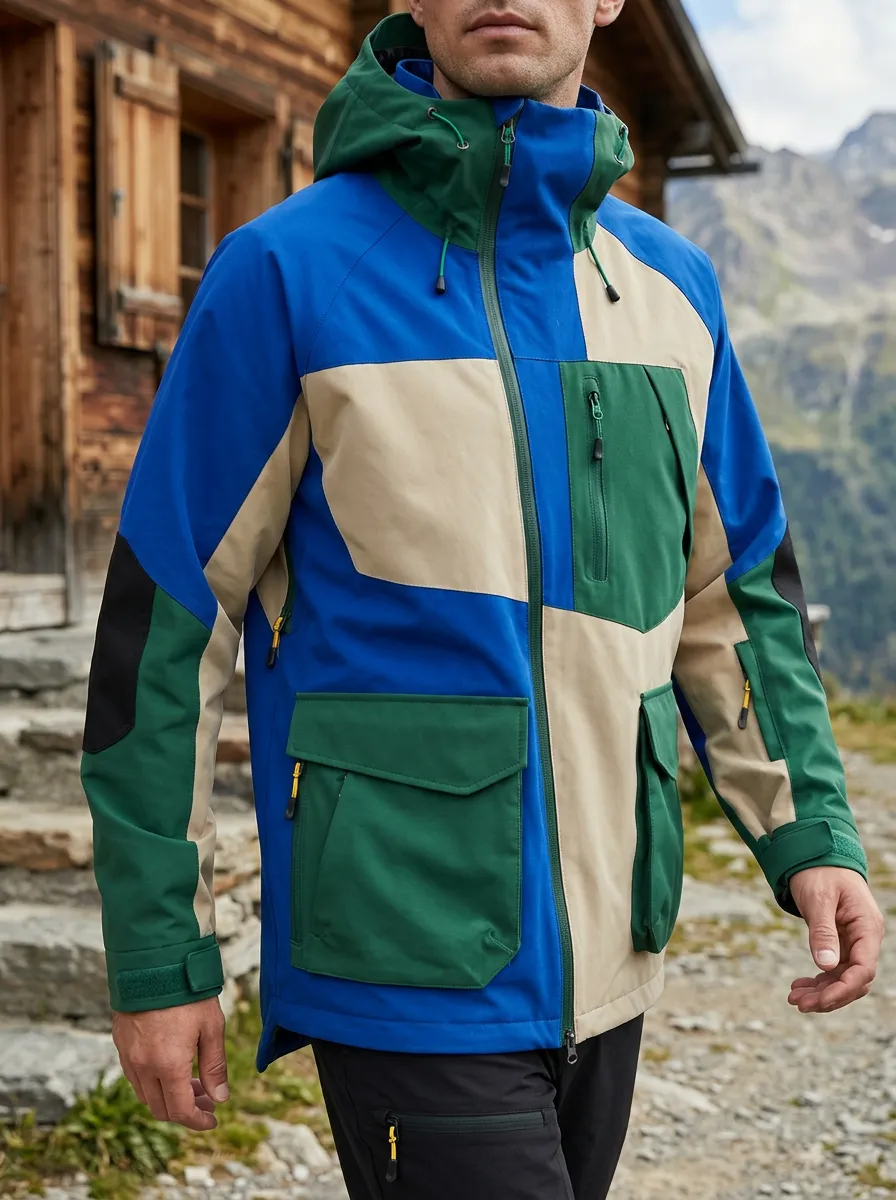 Men's Terrain Hiking Outdoor Colorblock Printed Jacket
