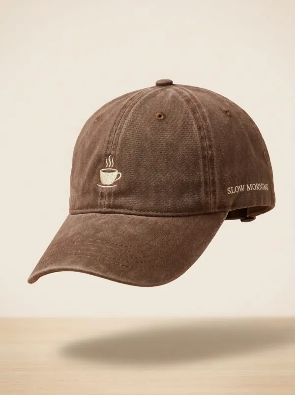 Cozy Coffee-Lover Slow-Morning Embroidered Unisex Baseball Cap