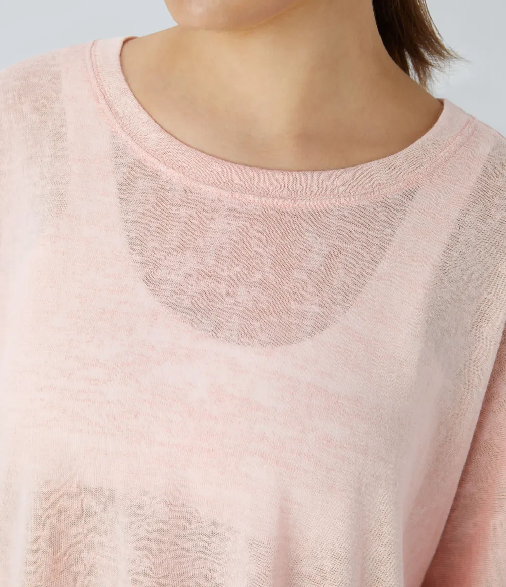 Asymmetric Split Hem Sheer Oversize Casual Top