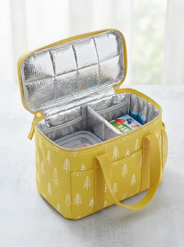 Unisex Outdoor Lover Pine Tree Pattern Printed Insulated Lunch Bag