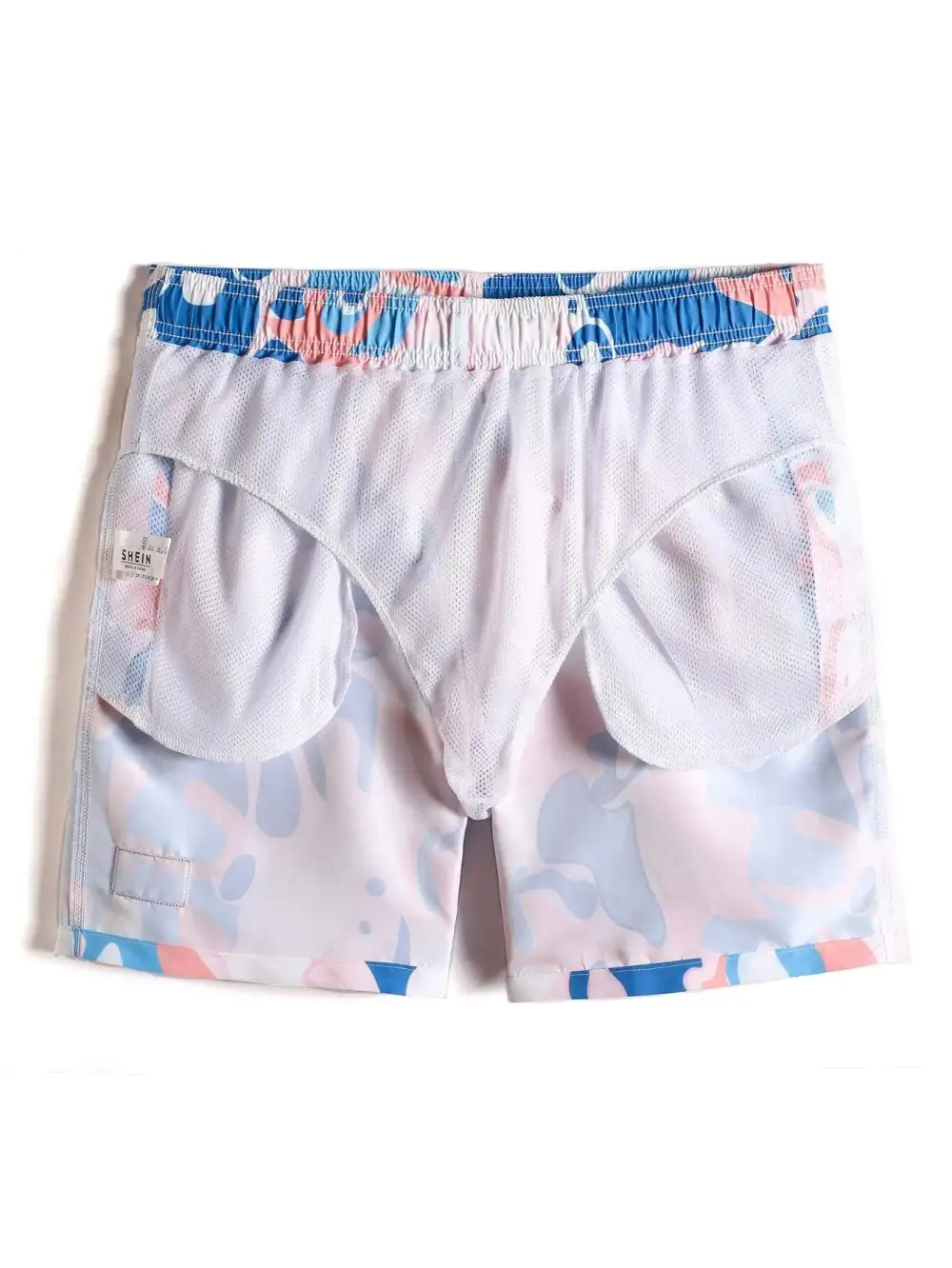 Men's Allover Print Letter Patch Detail Swim Trunks