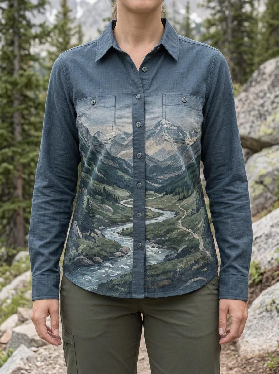 Women's Trail Nature Lover Mountain River Landscape Shirt