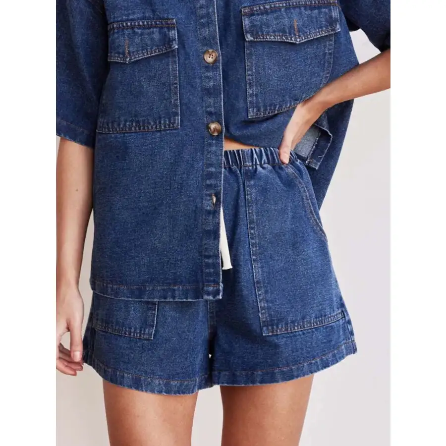 Refined Elastic Waist Denim Shorts