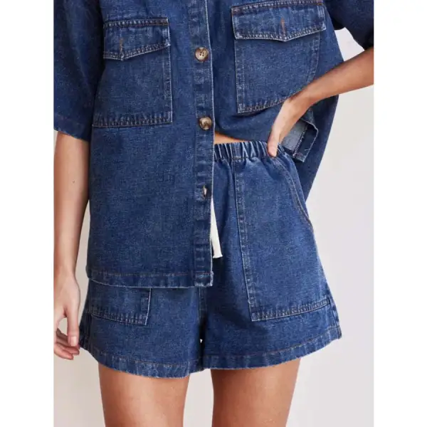 Refined Elastic Waist Denim Shorts