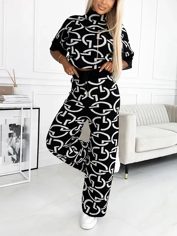 Fashionable, Casual and Comfortable Mid-sleeve Sweatshirt Two-piece Set