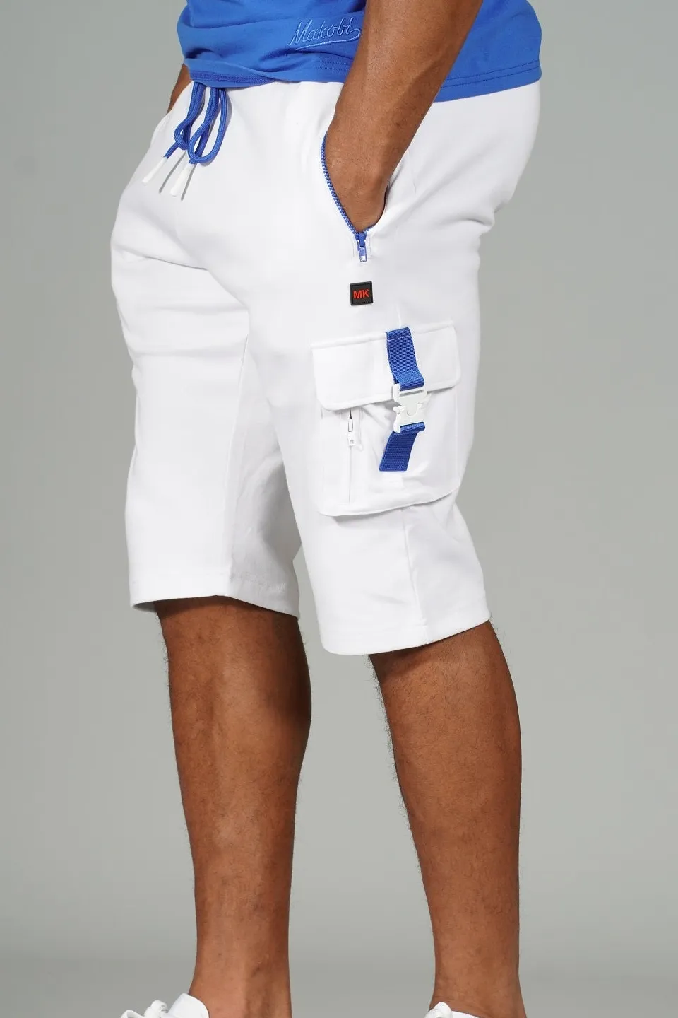 Fleece Cargo Shorts White