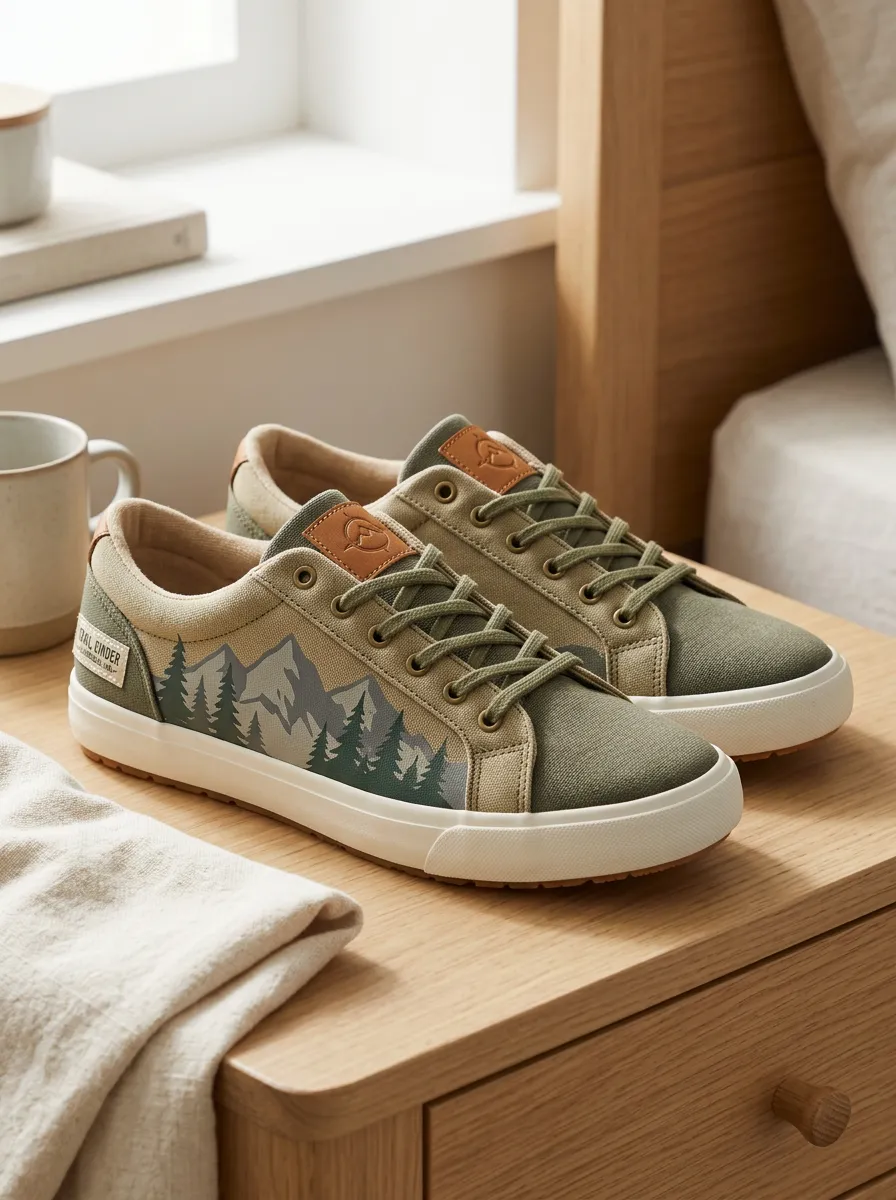 Men's Refined Nature Outdoor Lover Mountain Forest Patterned Canvas Shoes