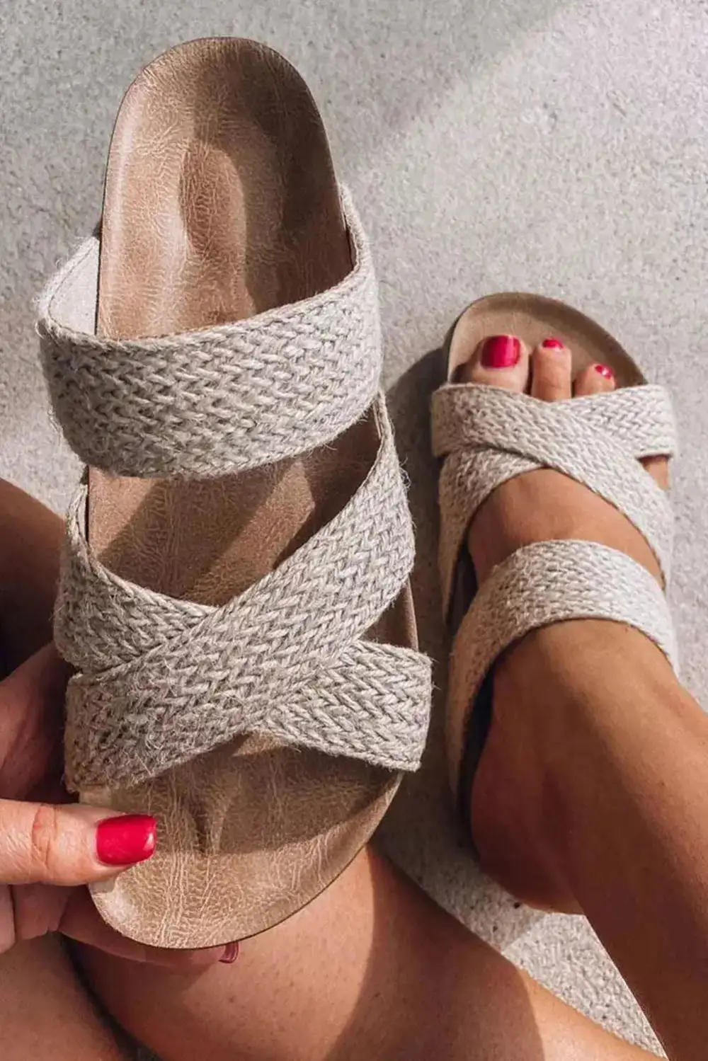 Woven Crisscross Cutout Flat Sandals