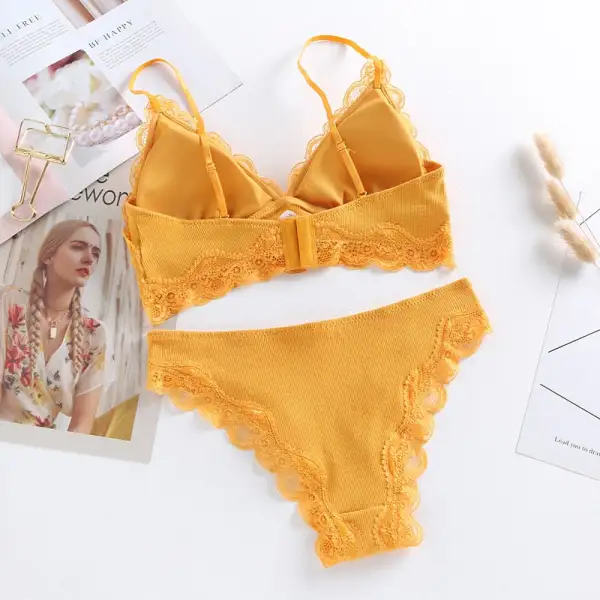 Cotton Lace Trim Lingerie Set