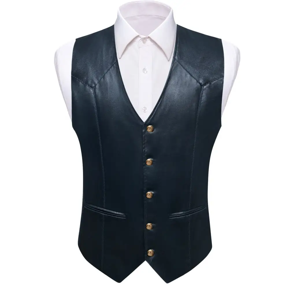 V Neck Casual Leather Dress Vest