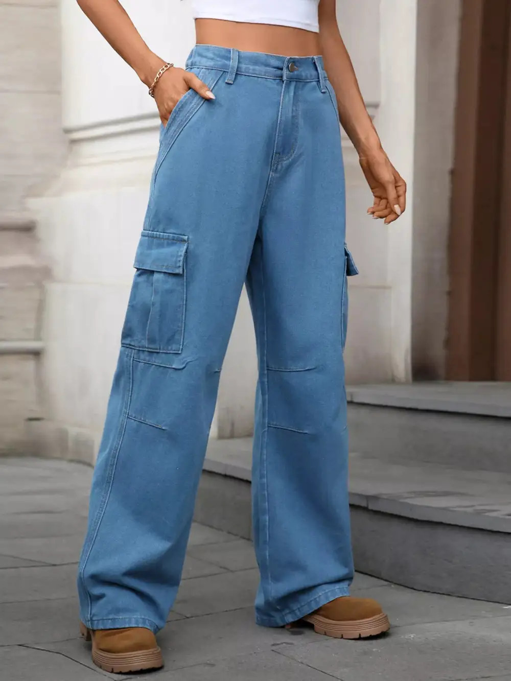 Polished Cargo Denim Jeans