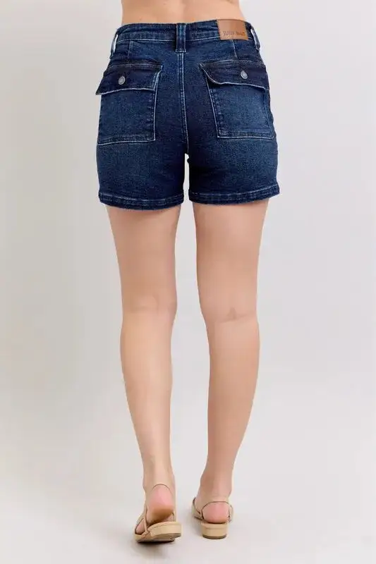 High Waist Back Flap Pocket Shorts Denim Pants