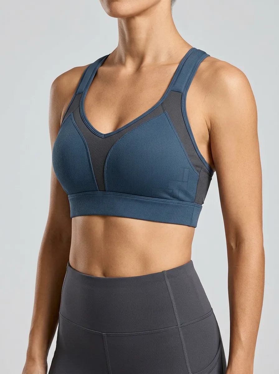 Classic Mesh Ribbed Profile Women's Sports Bra