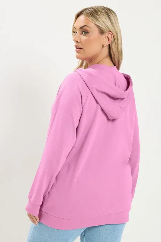 Pink Zip Through Raglan Hoodie