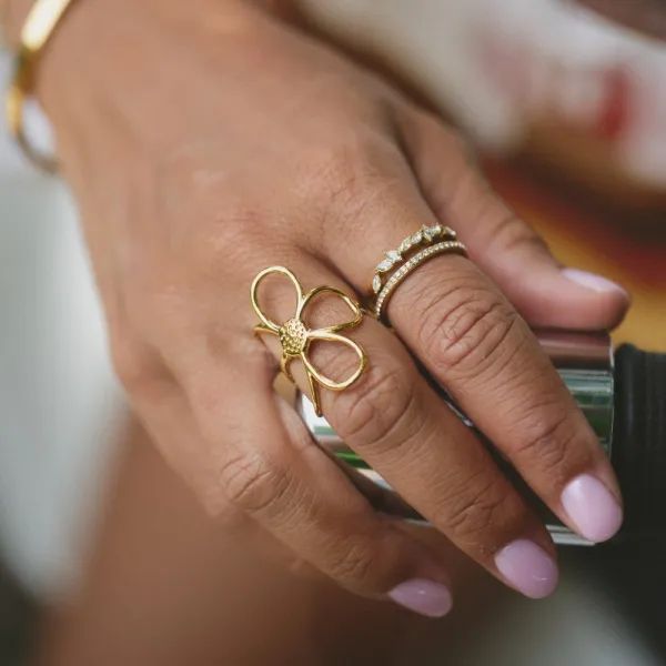 Minimal Floral Adjustable Ring