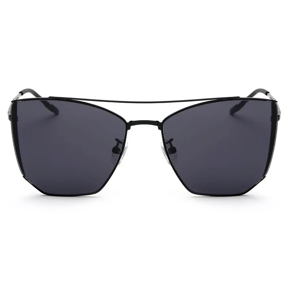 Oversized Polygon Mirrored Lens Cat-Eye Sunglasses