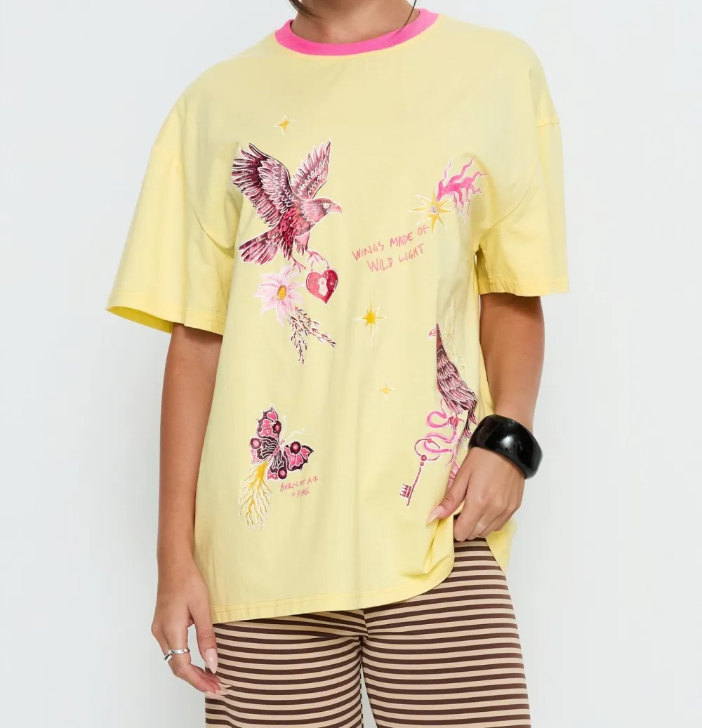Yellow and Pink Oversized Graphic Tee