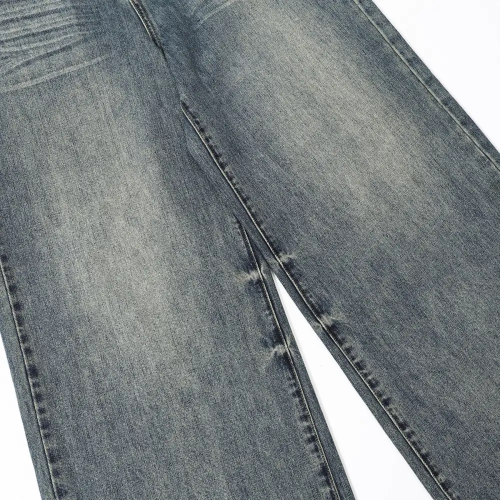 Utility Inspired Straight Leg Whiskered Denim Jeans