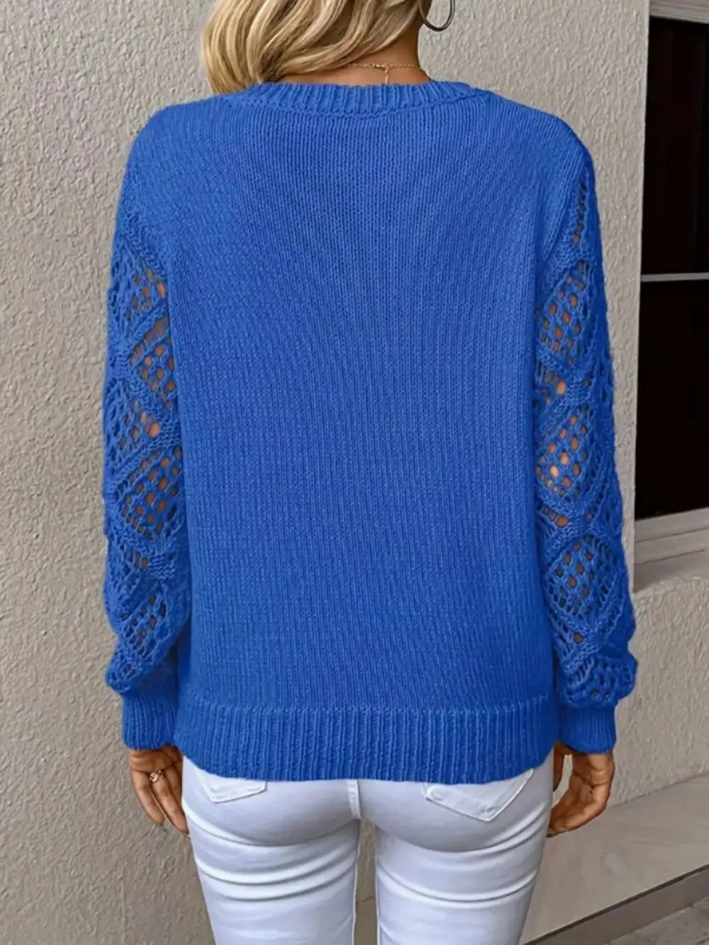 V-Neck Crochet Sweater
