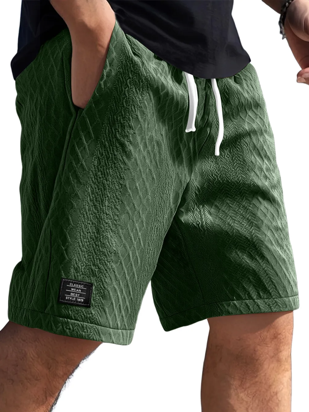 Textured Jacquard Casual Shorts