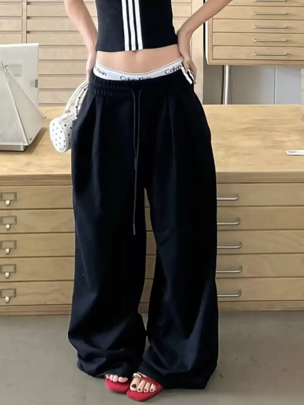 Elevated Striped Crop Top and Wide Leg Pants Set