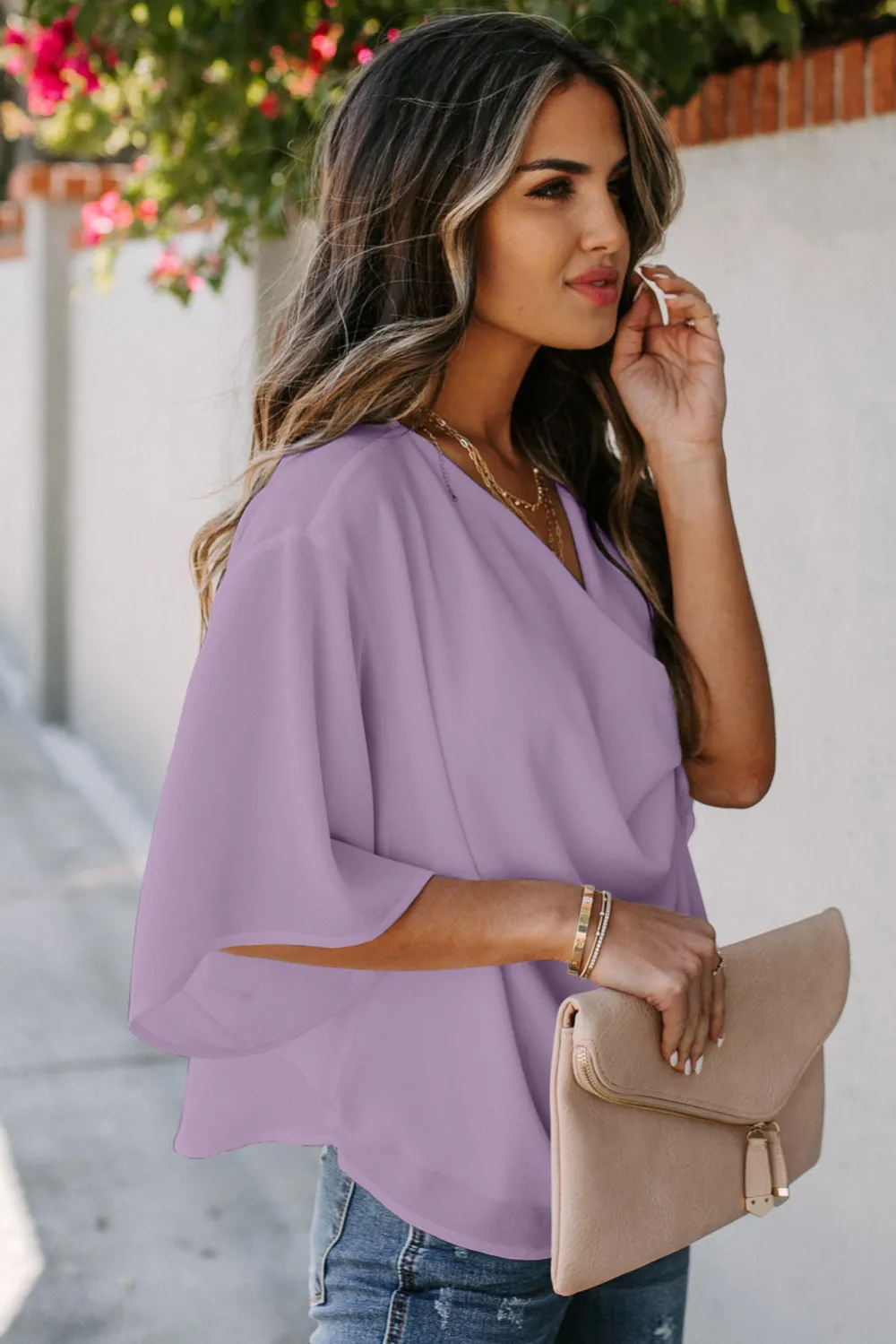 Purple Draped Blouse