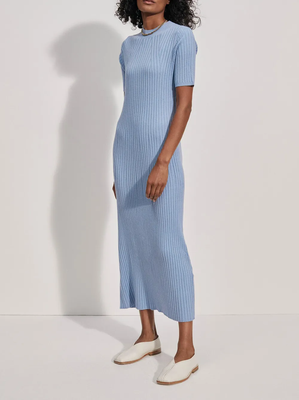 Crew Neck Rib Knit Maxi Dress