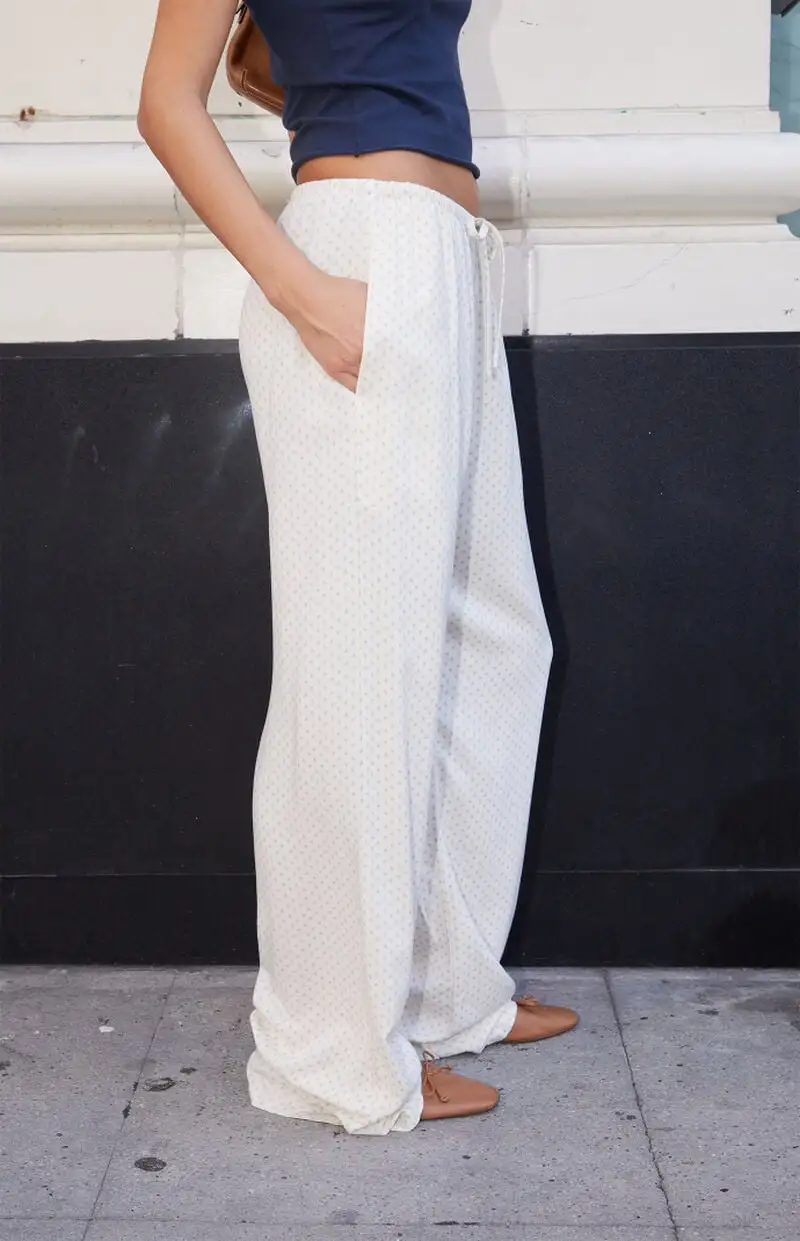 John Galt Cream Floral Anastasia Tie Sweatpants