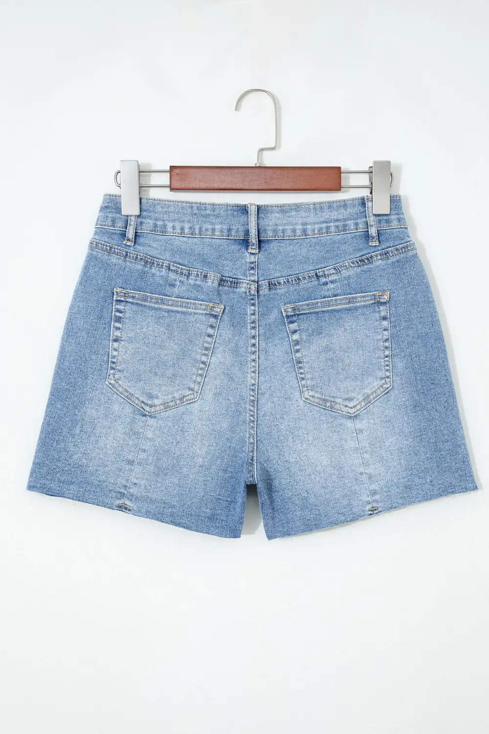High-Waist Raw-Hem Frayed Denim Shorts