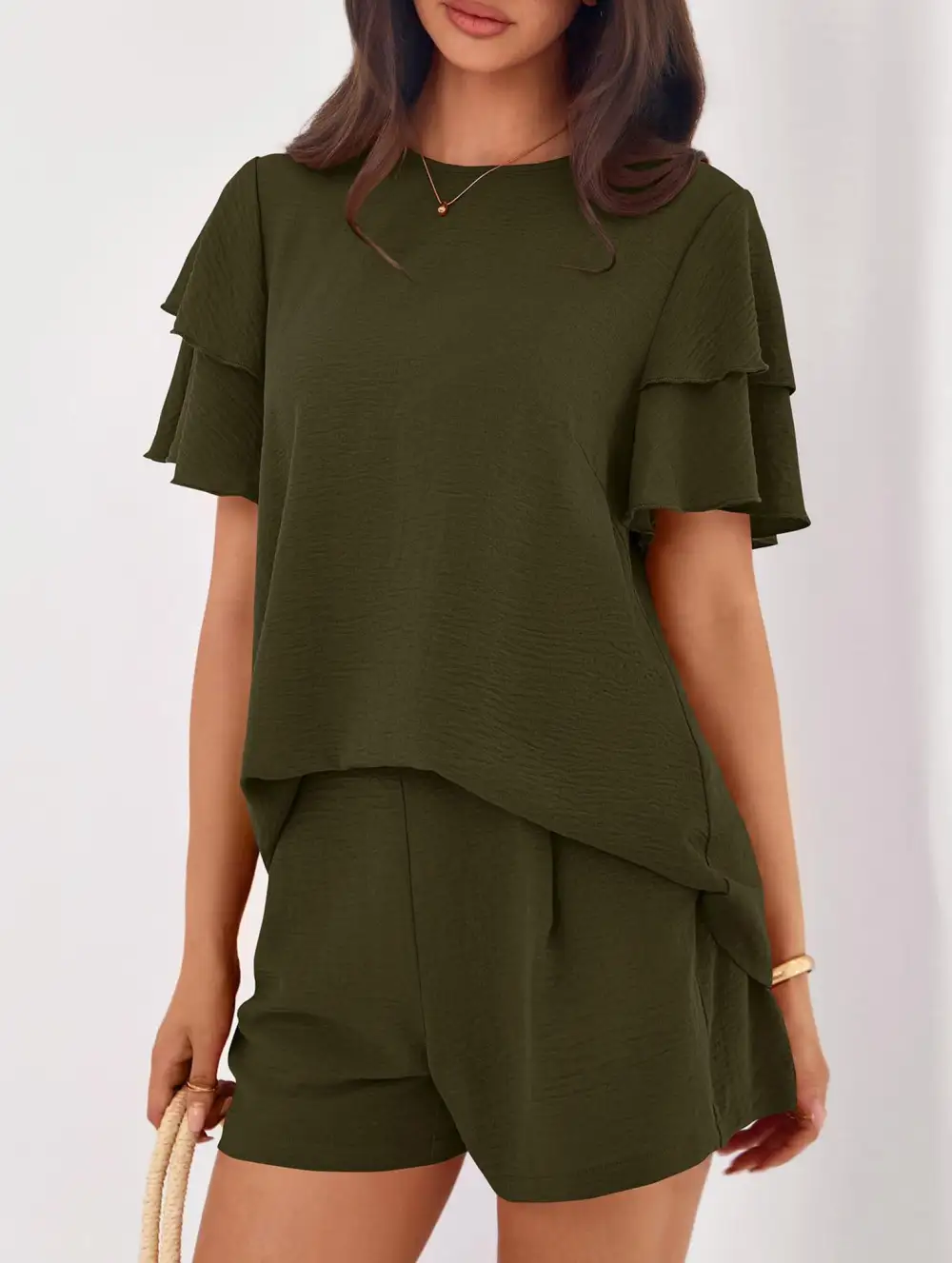 Crew Neck Top Two Piece Set