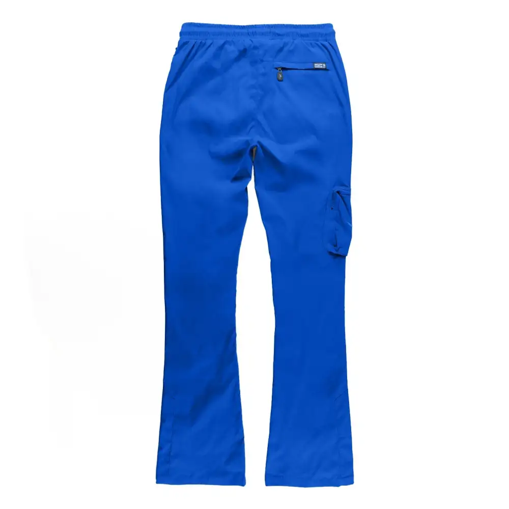Nylon Stacked Cargo Pants - Royal Blue