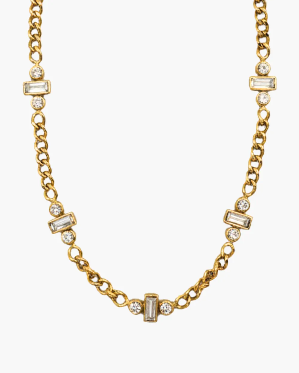 And Round CZ Accents Necklace