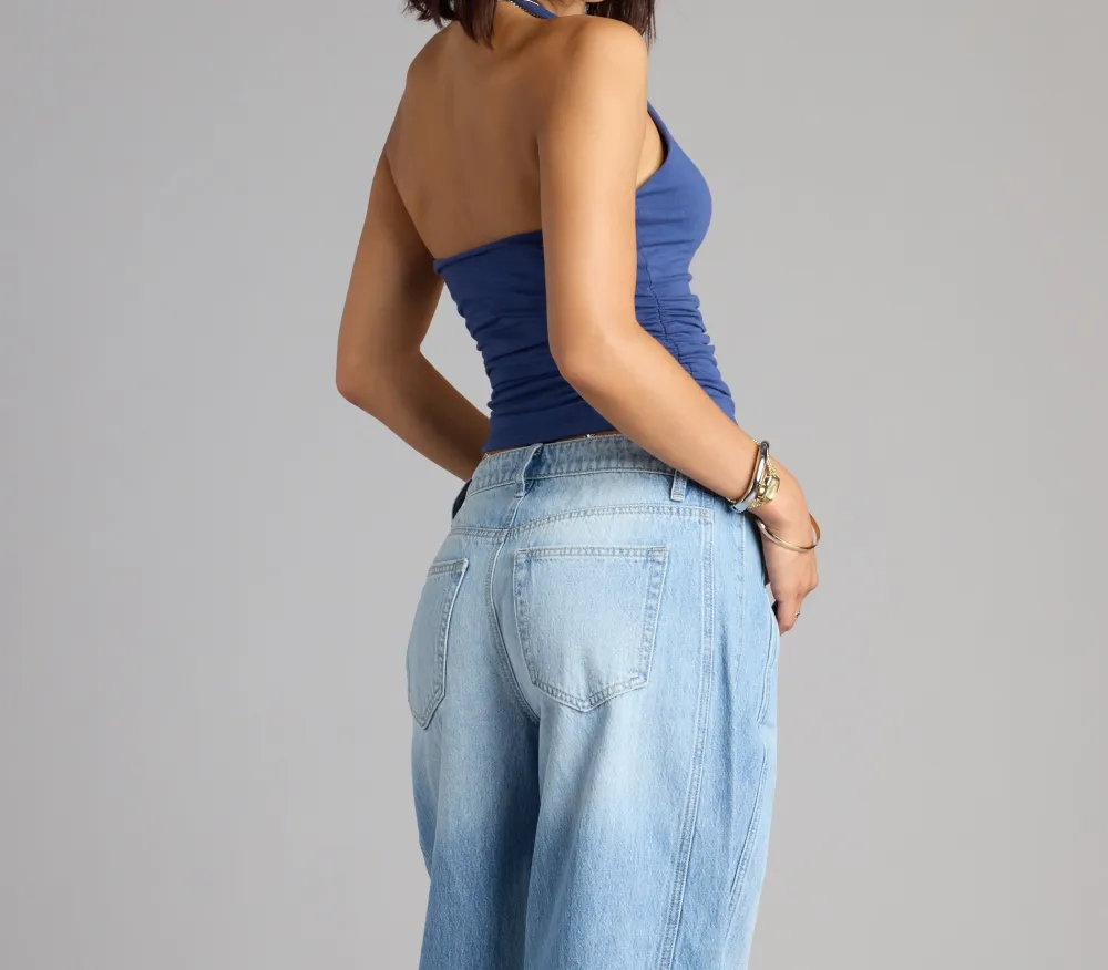 Halter V-Neck Cropped Top