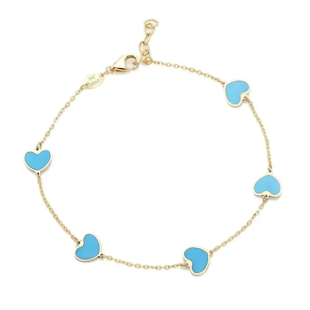 Gold Station Minimalist Turquoise Heart Bracelet