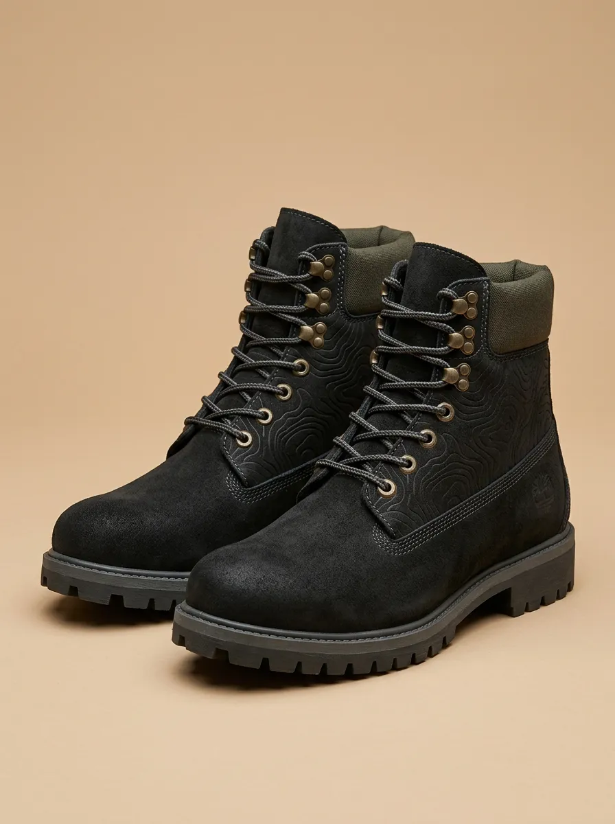 Unisex Outdoor Enthusiast Topographic Pattern Print Work Boots