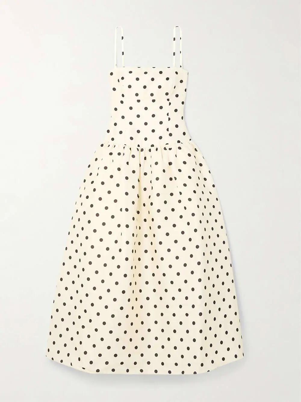Classic Polka Dot Print Satin Midi Dress