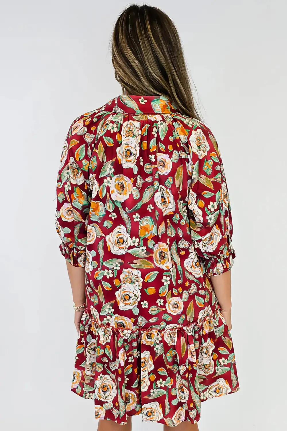 Women's Floral Print Half Sleeve Shift Dress