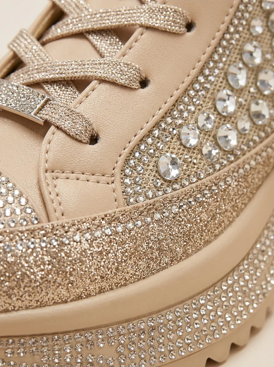 Weekend Lace-Detail Women's Rhinestone Platform Shoes