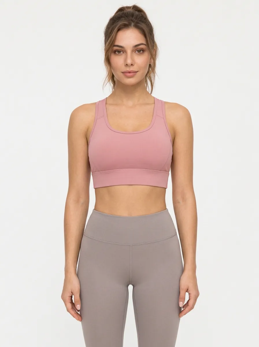Women's Pink Cross Back Sports Bra