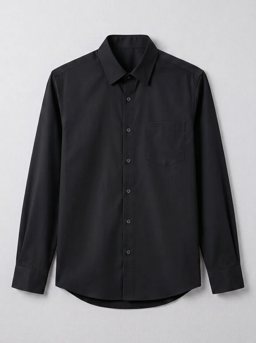 Men's Non-Iron Cotton Light Blue Long Sleeve Button-Down Shirt